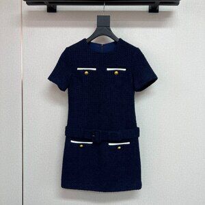 Self-Portrait Tweed Short-Sleeve Dress